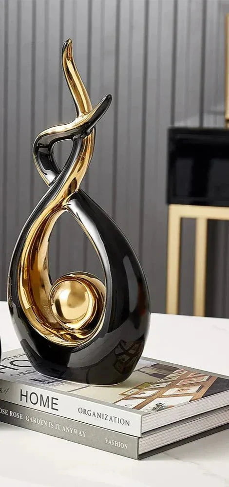 Abstract Golden Ceramic Sculpture-Home Decor > Sculptures & Figurines-casanuva-casanuva
