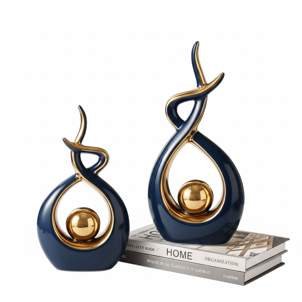 Abstract Golden Ceramic Sculpture-Home Decor > Sculptures & Figurines-casanuva-casanuva