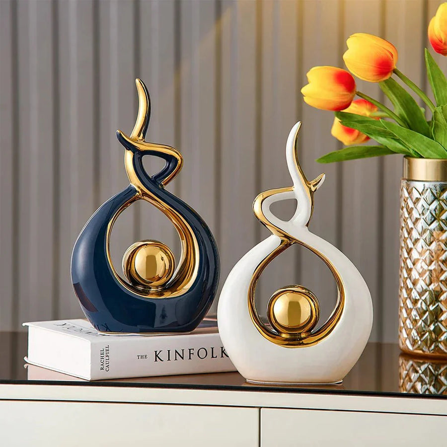 Abstract Golden Ceramic Sculpture-Home Decor > Sculptures & Figurines-casanuva-casanuva