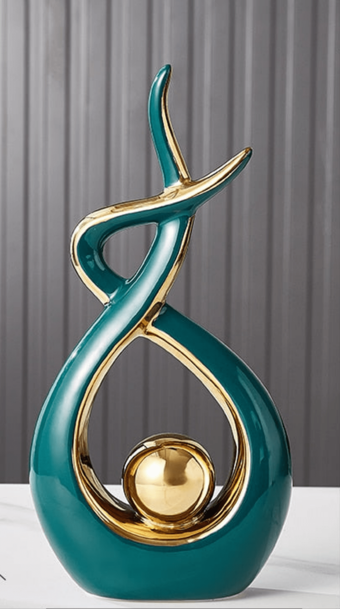 Abstract Golden Ceramic Sculpture-Home Decor > Sculptures & Figurines-casanuva-Large 16x6x31cm-Green-casanuva