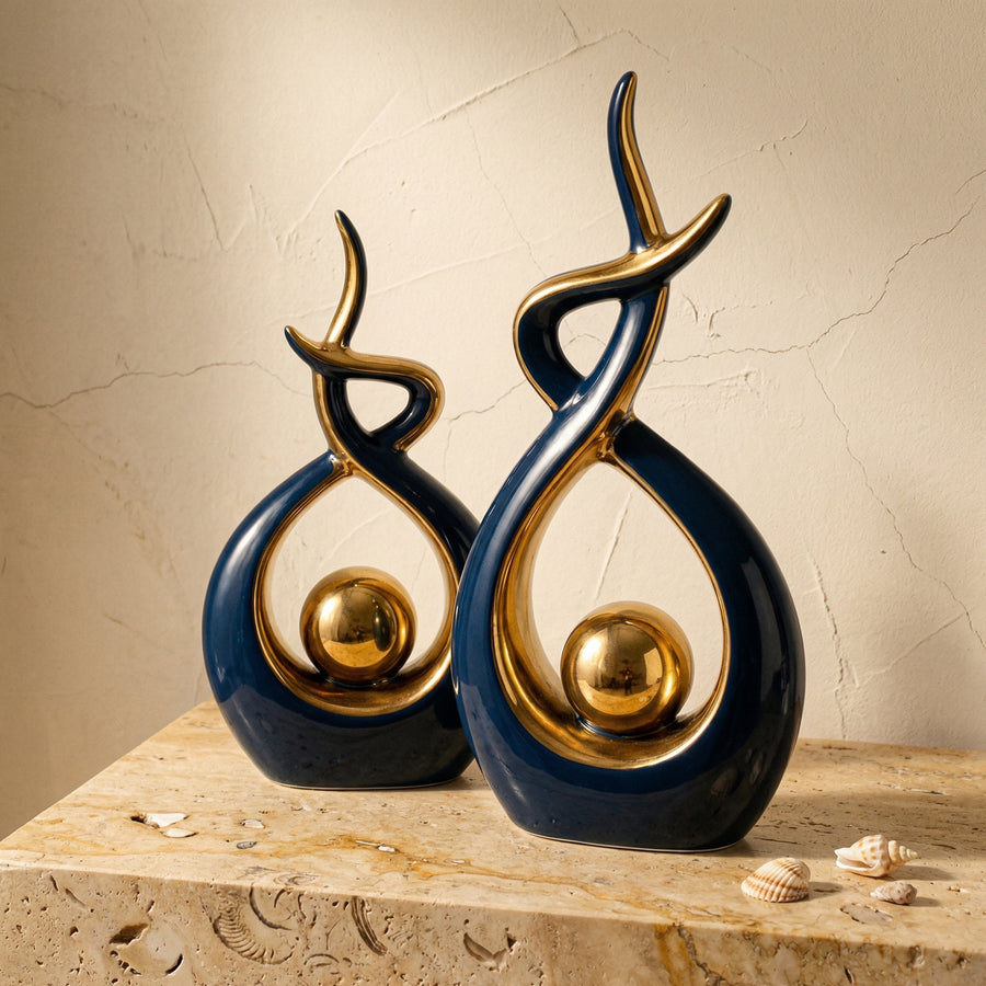 Abstract Golden Ceramic Sculpture-Home Decor > Sculptures & Figurines-casanuva-casanuva