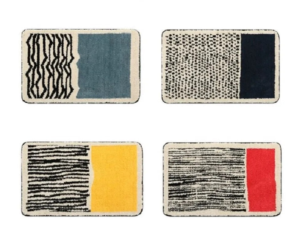 Abstract Non-Slip Bath Mat Scandinavian Style Handcrafted Bathroom Rug-Bedding & Bath > Bath Mats-casanuva-casanuva