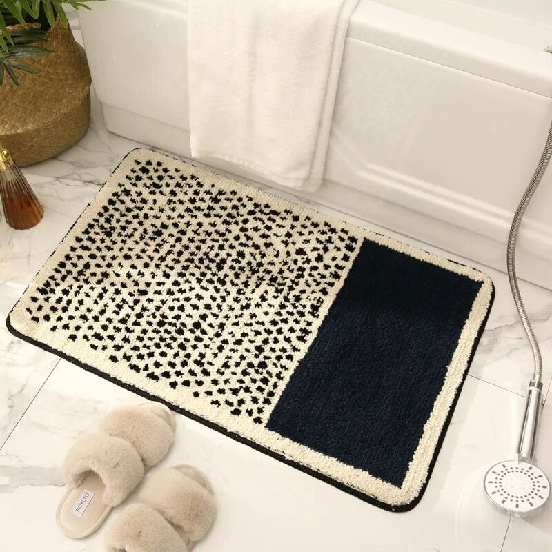 Abstract Non-Slip Bath Mat Scandinavian Style Handcrafted Bathroom Rug-Bedding & Bath > Bath Mats-casanuva-casanuva