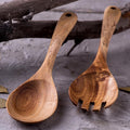 Acacia Wood Salad Serving Set Handcrafted Kitchen Utensils-Kitchen & Dining > Cooking Utensils-casanuva-casanuva
