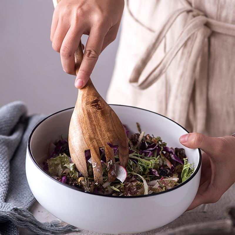 Acacia Wood Salad Serving Set Handcrafted Kitchen Utensils-Kitchen & Dining > Cooking Utensils-casanuva-casanuva