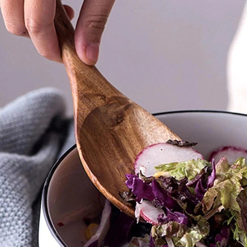 Acacia Wood Salad Serving Set Handcrafted Kitchen Utensils-Kitchen & Dining > Cooking Utensils-casanuva-casanuva
