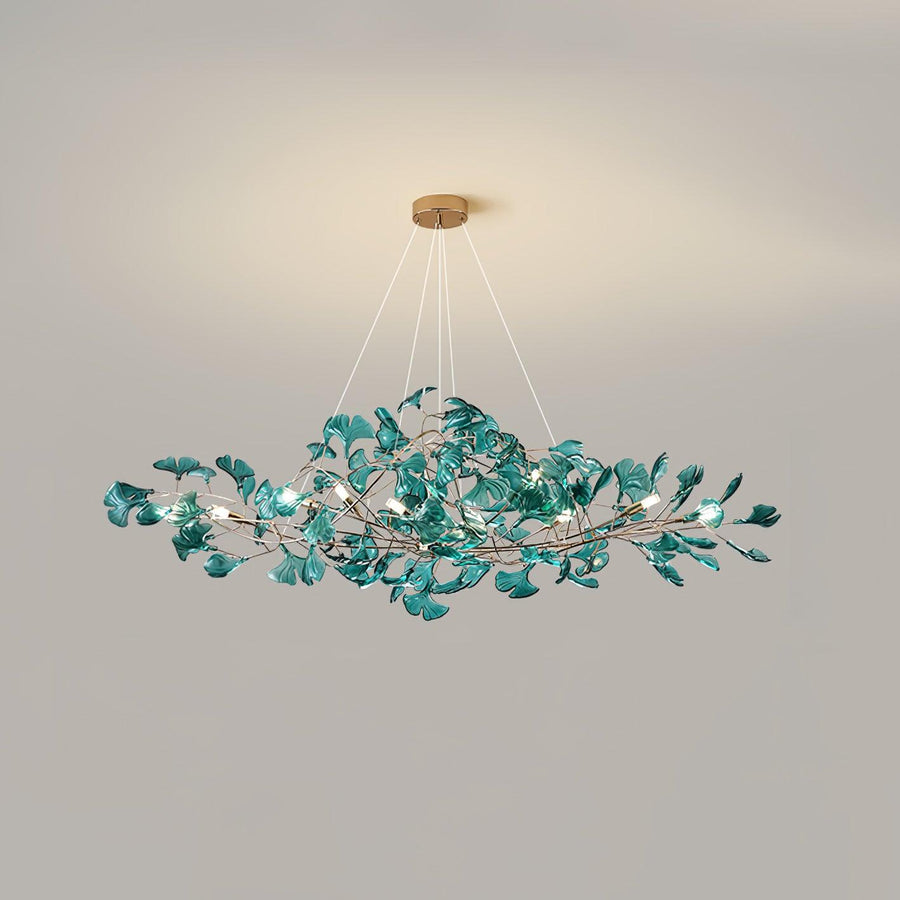 Acrylic Ginkgo Leaf Pendant Light-Lighting > Pendant Lights-casanuva-100cmx40cmx40cm-Gold & Dark green-casanuva