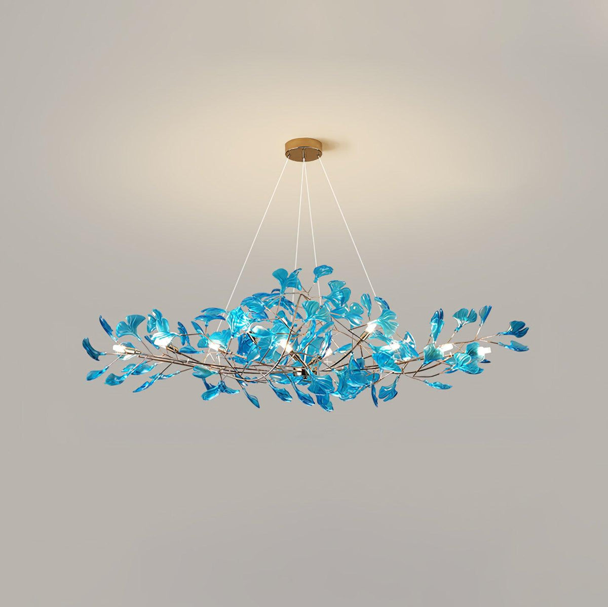 Acrylic Ginkgo Leaf Pendant Light-Lighting > Pendant Lights-casanuva-100cmx40cmx40cm-Gold & Royal blue-casanuva