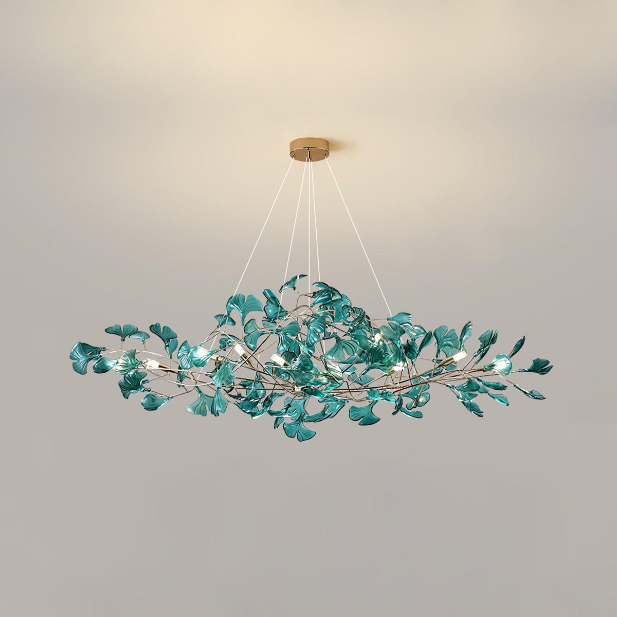 Acrylic Ginkgo Leaf Pendant Light-Lighting > Pendant Lights-casanuva-120cmx40cmx40cm-Gold & Dark green-casanuva