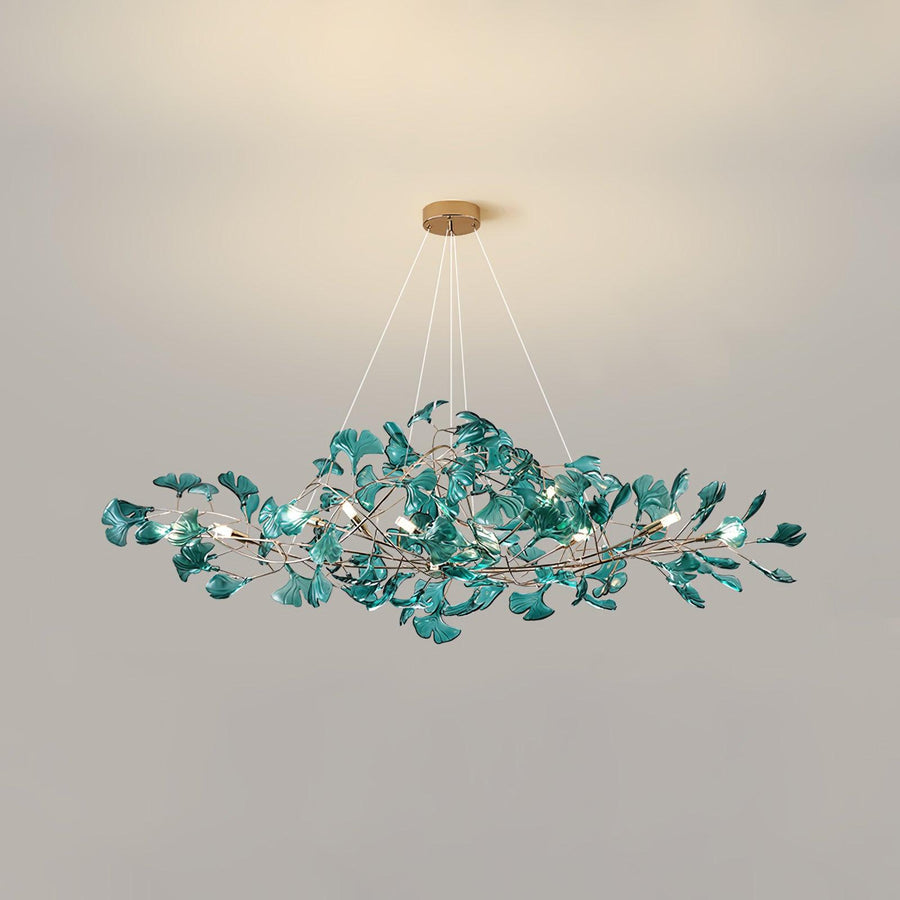 Acrylic Ginkgo Leaf Pendant Light-Lighting > Pendant Lights-casanuva-120cmx40cmx40cm-Gold & Dark green-casanuva