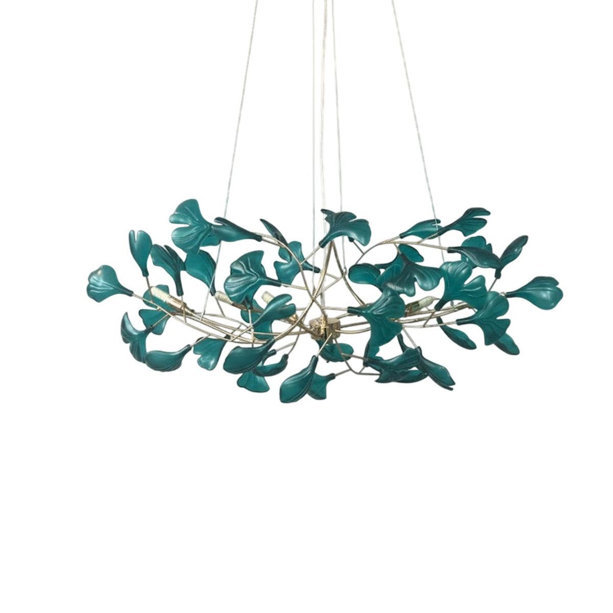 Acrylic Ginkgo Leaf Pendant Light-Lighting > Pendant Lights-casanuva-80cmx40cmx40cm-Gold & Dark green-casanuva