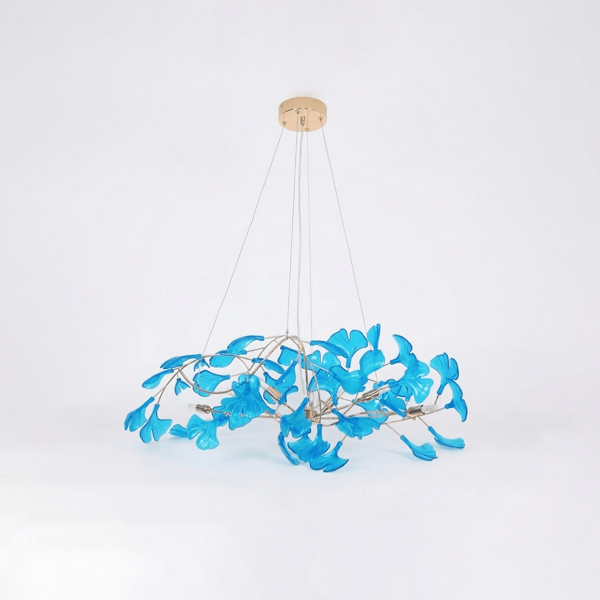 Acrylic Ginkgo Leaf Pendant Light-Lighting > Pendant Lights-casanuva-80cmx40cmx40cm-Gold & Royal blue-casanuva