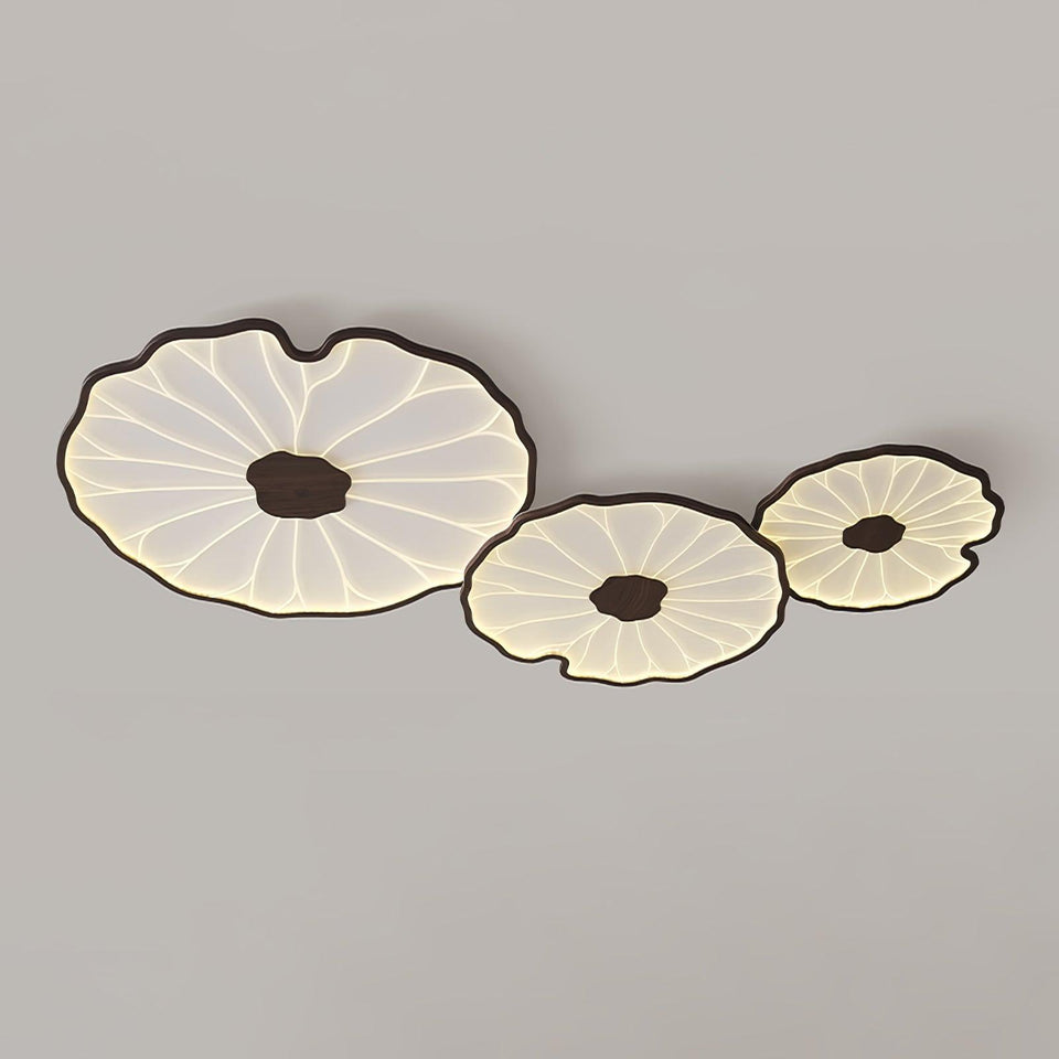 Acrylic Lotus Leaf Ceiling Lamp-Lighting > Ceiling Lights-casanuva-100cmx60cmx6cm-Walnut Wood Grain Finish-Warm Light-casanuva