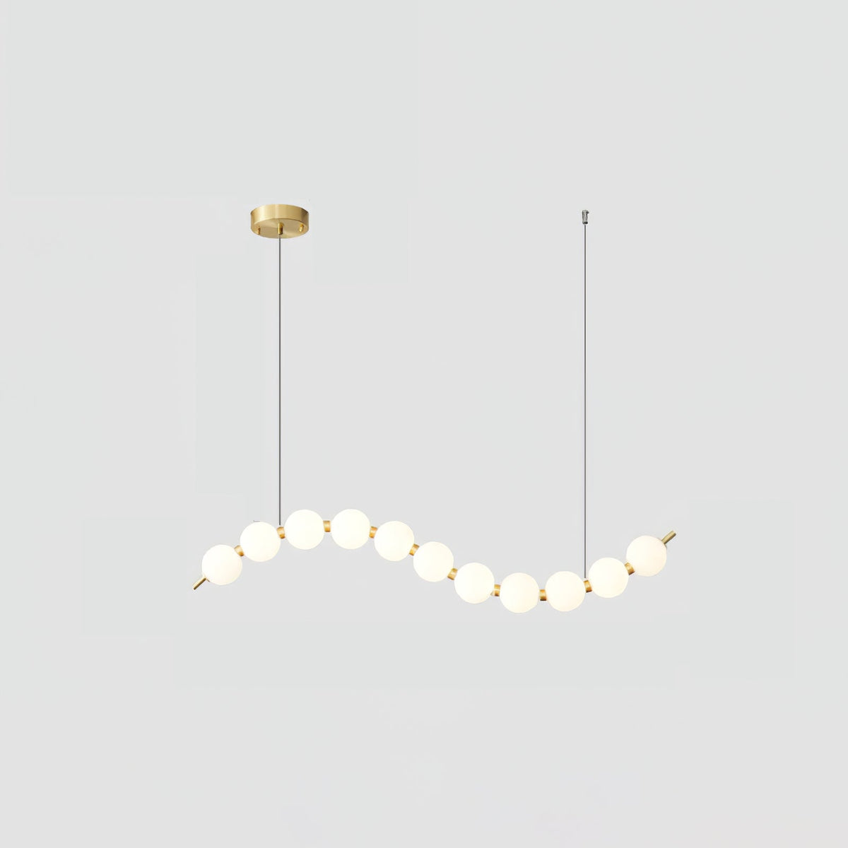 Acrylic Pearl Chandelier Necklace-Lighting > Chandeliers & Pendant Lights-casanuva-100cmx10cmx20cm-Brass & White Acrylic-Warm Light-casanuva
