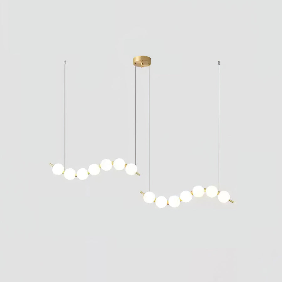 Acrylic Pearl Chandelier Necklace-Lighting > Chandeliers & Pendant Lights-casanuva-105cmx28cmx40cm-Brass & White Acrylic-Warm Light-casanuva