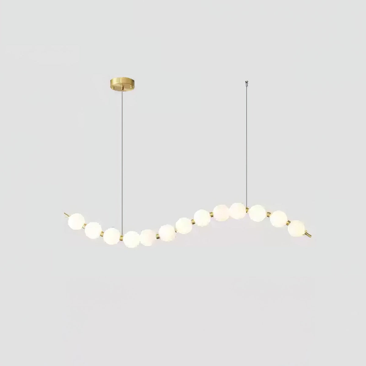 Acrylic Pearl Chandelier Necklace-Lighting > Chandeliers & Pendant Lights-casanuva-120cmx10cmx20cm-Brass & White Acrylic-Warm Light-casanuva