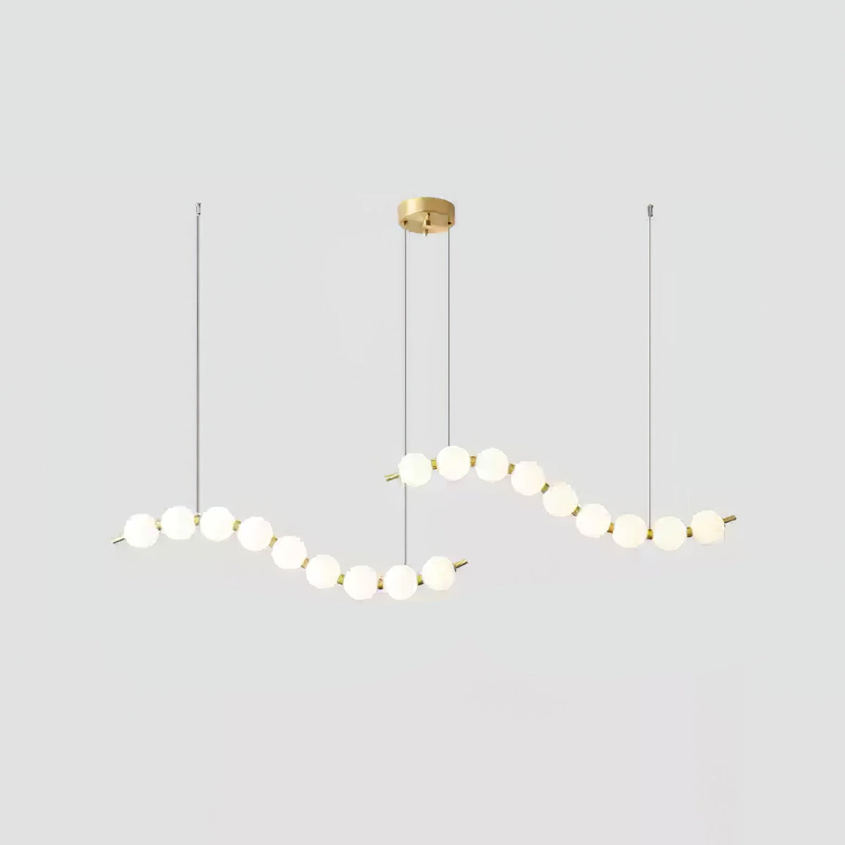 Acrylic Pearl Chandelier Necklace-Lighting > Chandeliers & Pendant Lights-casanuva-125cmx28cmx40cm-Brass & White Acrylic-Warm Light-casanuva