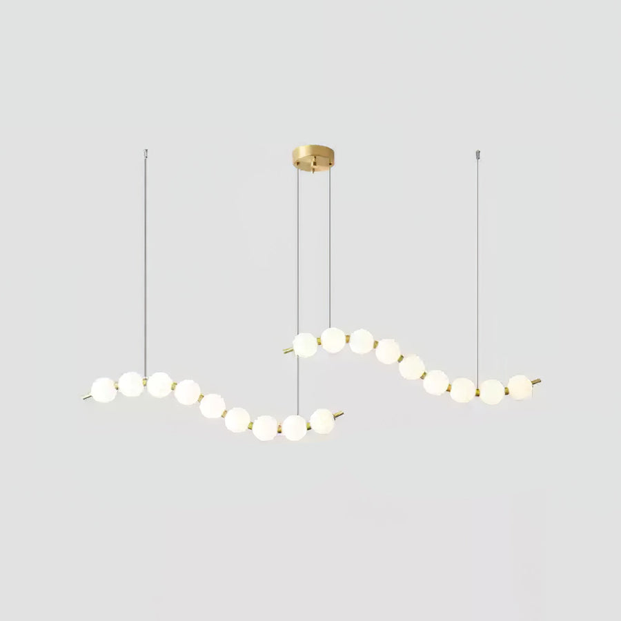 Acrylic Pearl Chandelier Necklace-Lighting > Chandeliers & Pendant Lights-casanuva-125cmx28cmx40cm-Brass & White Acrylic-Warm Light-casanuva