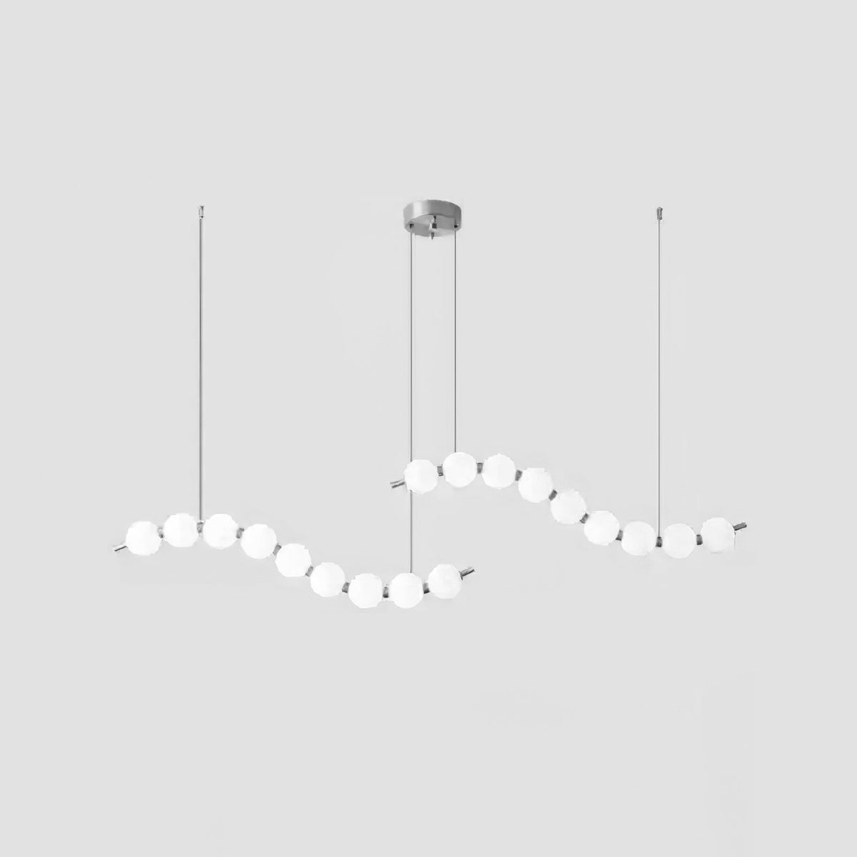 Acrylic Pearl Chandelier Necklace-Lighting > Chandeliers & Pendant Lights-casanuva-125cmx28cmx40cm-Chrome & White Acrylic-Warm Light-casanuva