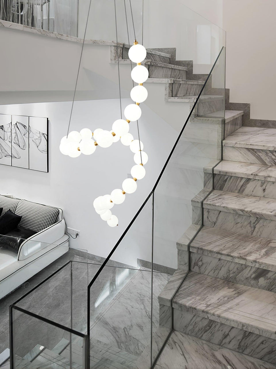 Acrylic Pearl Chandelier Necklace-Lighting > Chandeliers & Pendant Lights-casanuva-casanuva