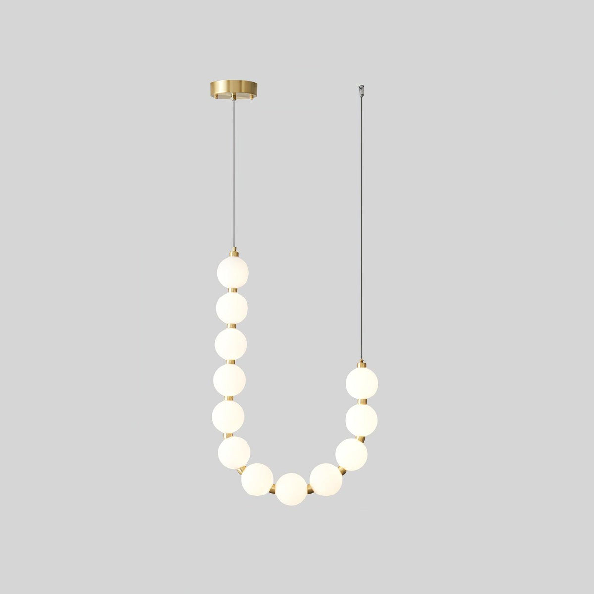 Acrylic Pearl Chandelier Necklace-Lighting > Chandeliers & Pendant Lights-casanuva-43cmx65m-Brass & White Acrylic-Warm Light-casanuva