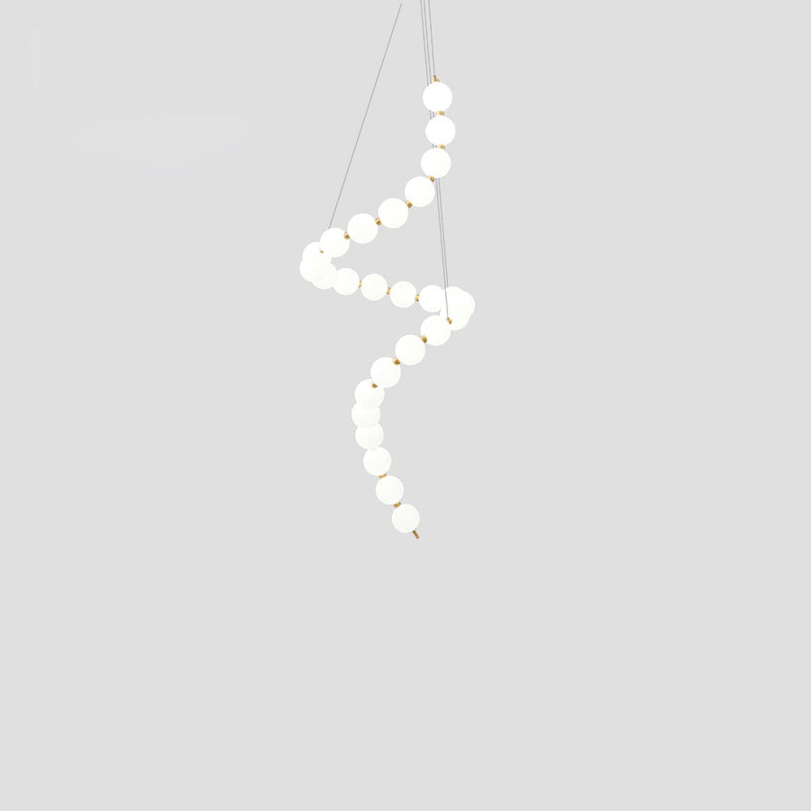 Acrylic Pearl Chandelier Necklace-Lighting > Chandeliers & Pendant Lights-casanuva-50cmx120m-Brass & White Acrylic-Warm Light-casanuva