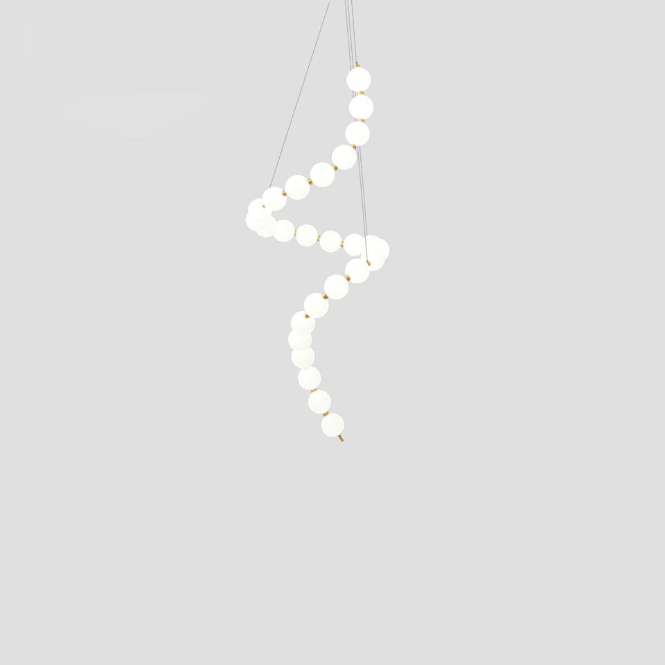 Acrylic Pearl Chandelier Necklace-Lighting > Chandeliers & Pendant Lights-casanuva-50cmx120m-Brass & White Acrylic-Warm Light-casanuva