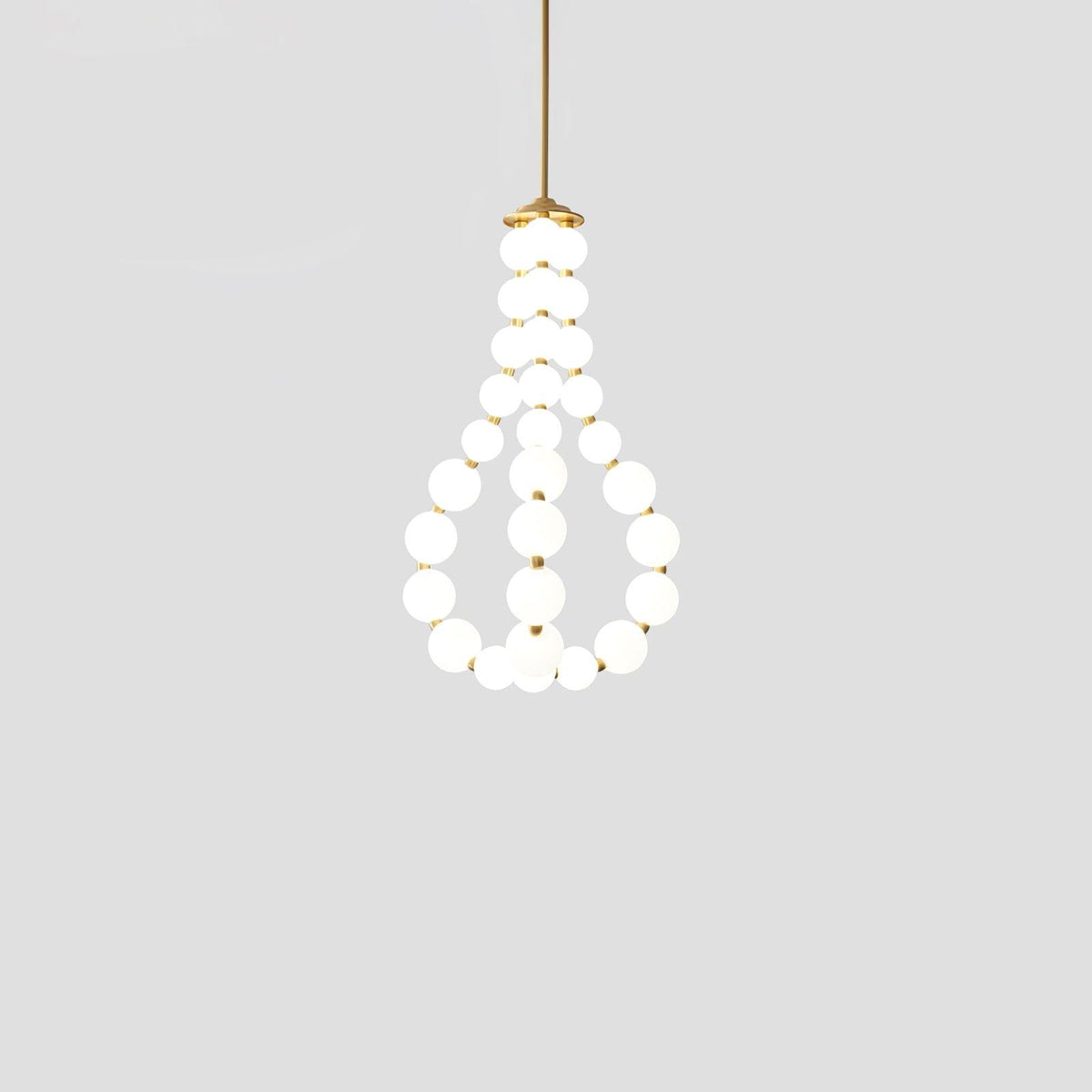 Acrylic Pearl Chandelier Necklace-Lighting > Chandeliers & Pendant Lights-casanuva-56cmx90m-Brass & White Acrylic-Warm Light-casanuva