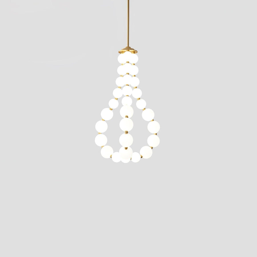 Acrylic Pearl Chandelier Necklace-Lighting > Chandeliers & Pendant Lights-casanuva-56cmx90m-Brass & White Acrylic-Warm Light-casanuva