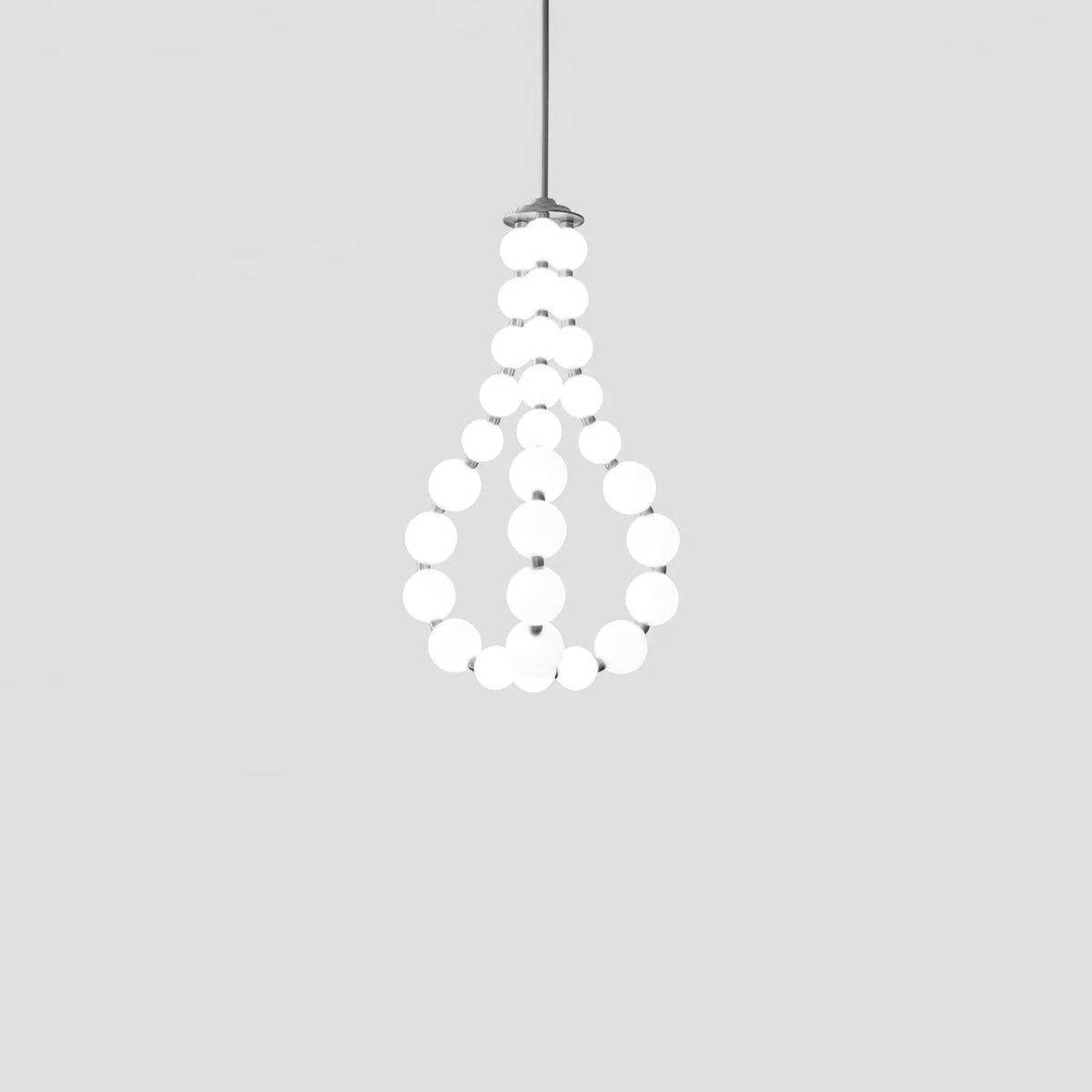 Acrylic Pearl Chandelier Necklace-Lighting > Chandeliers & Pendant Lights-casanuva-56cmx90m-Chrome & White Acrylic-Warm Light-casanuva