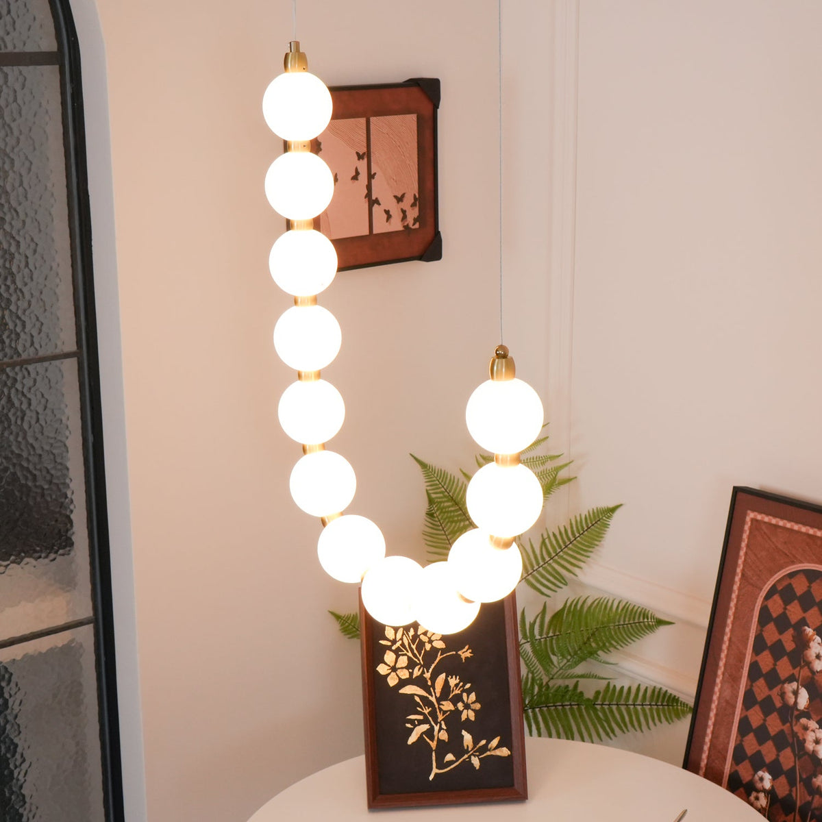 Acrylic Pearl Chandelier Necklace-Lighting > Chandeliers & Pendant Lights-casanuva-casanuva