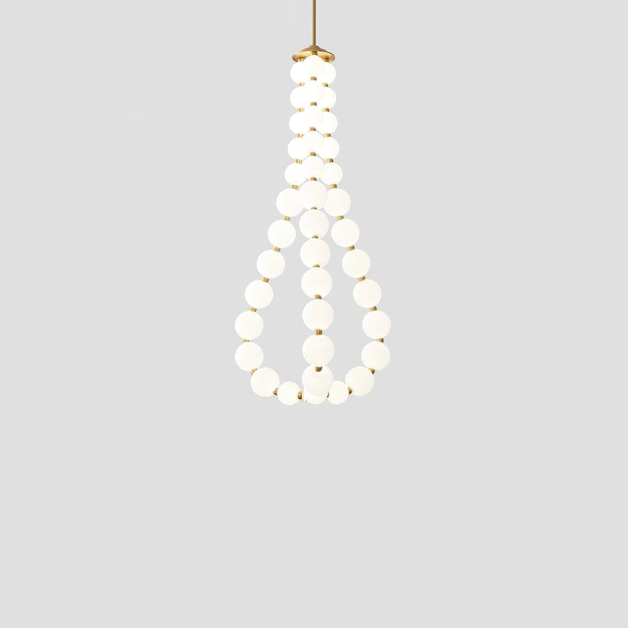 Acrylic Pearl Chandelier Necklace-Lighting > Chandeliers & Pendant Lights-casanuva-60cmx120m-Brass & White Acrylic-Warm Light-casanuva