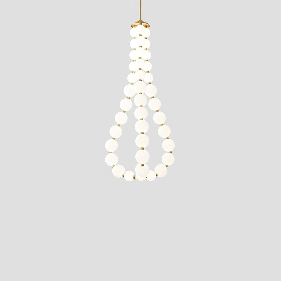 Acrylic Pearl Chandelier Necklace-Lighting > Chandeliers & Pendant Lights-casanuva-60cmx120m-Brass & White Acrylic-Warm Light-casanuva