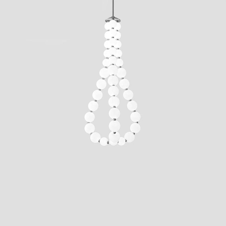 Acrylic Pearl Chandelier Necklace-Lighting > Chandeliers & Pendant Lights-casanuva-60cmx120m-Chrome & White Acrylic-Warm Light-casanuva