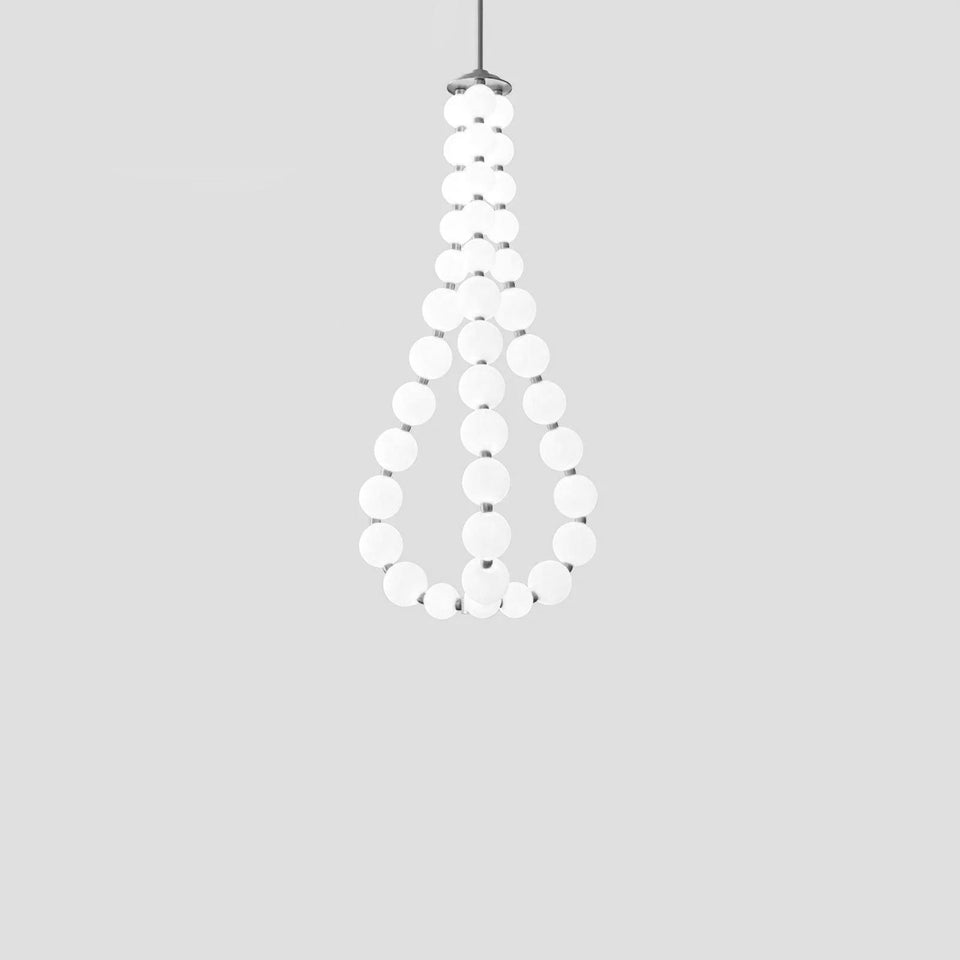 Acrylic Pearl Chandelier Necklace-Lighting > Chandeliers & Pendant Lights-casanuva-60cmx120m-Chrome & White Acrylic-Warm Light-casanuva