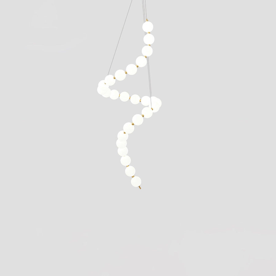 Acrylic Pearl Chandelier Necklace-Lighting > Chandeliers & Pendant Lights-casanuva-60cmx150m-Brass & White Acrylic-Warm Light-casanuva