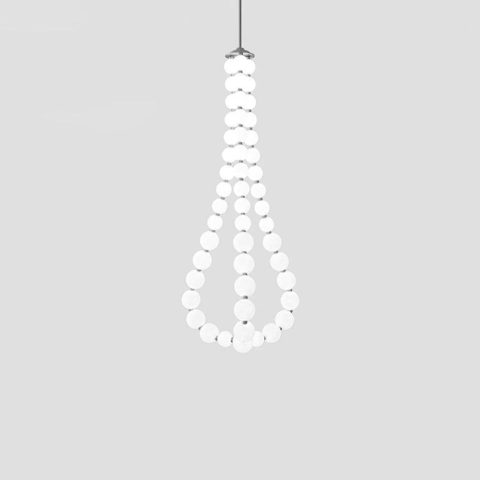 Acrylic Pearl Chandelier Necklace-Lighting > Chandeliers & Pendant Lights-casanuva-70cmx150m-Chrome & White Acrylic-Warm Light-casanuva