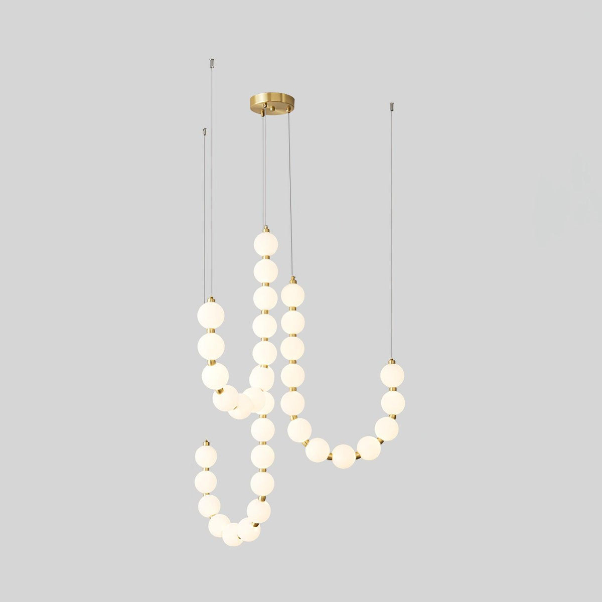 Acrylic Pearl Chandelier Necklace-Lighting > Chandeliers & Pendant Lights-casanuva-90cmx65m-Brass & White Acrylic-Warm Light-casanuva