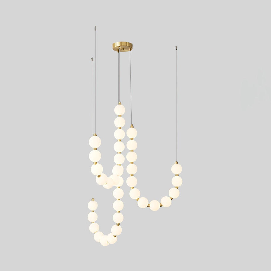 Acrylic Pearl Chandelier Necklace-Lighting > Chandeliers & Pendant Lights-casanuva-90cmx65m-Brass & White Acrylic-Warm Light-casanuva