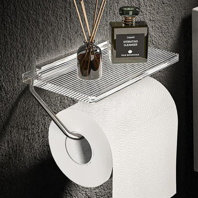 Acrylic Toilet Paper Holder with Metal Frame-Bedding & Bath > Bathroom Accessories-casanuva-Silver-casanuva