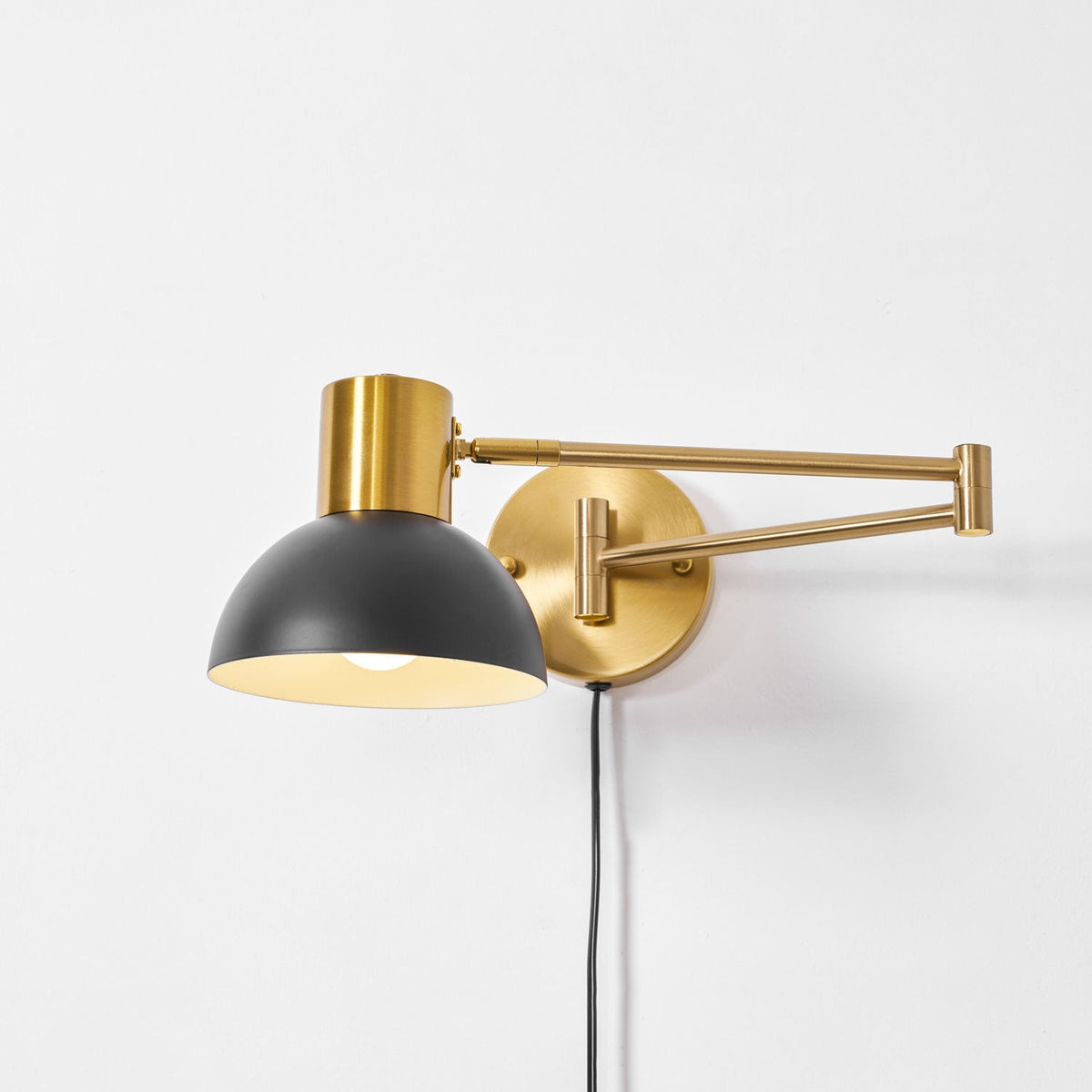 Adjustable Plug In Wall Lamp with Arm-Lighting > Wall Lights-casanuva-37cmx15cm-Black & Gold-US Plug-casanuva