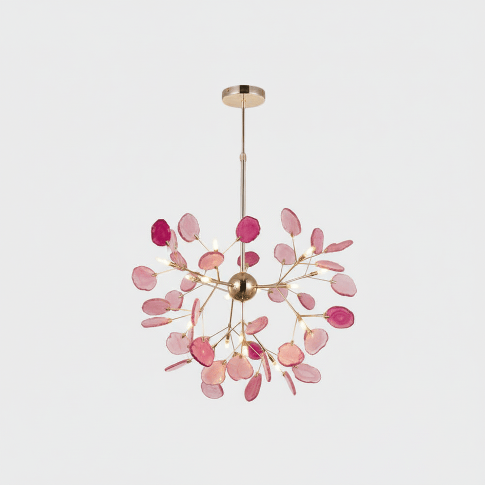 Agate Chandelier Light Fixture-Lighting > Chandeliers & Pendant Lights-casanuva-16 heads 60cmx50cm-Pink-casanuva