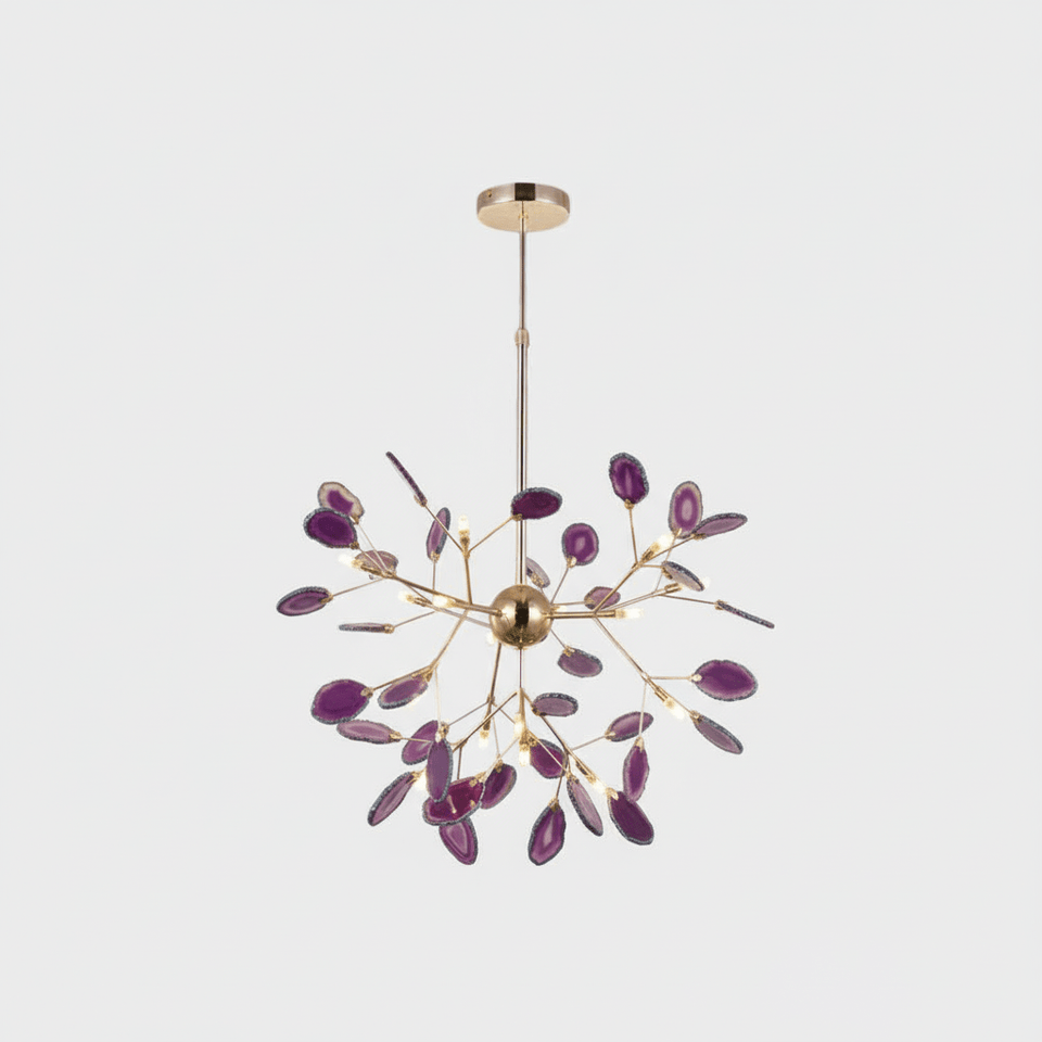 Agate Chandelier Light Fixture-Lighting > Chandeliers & Pendant Lights-casanuva-16 heads 60cmx50cm-Purple-casanuva