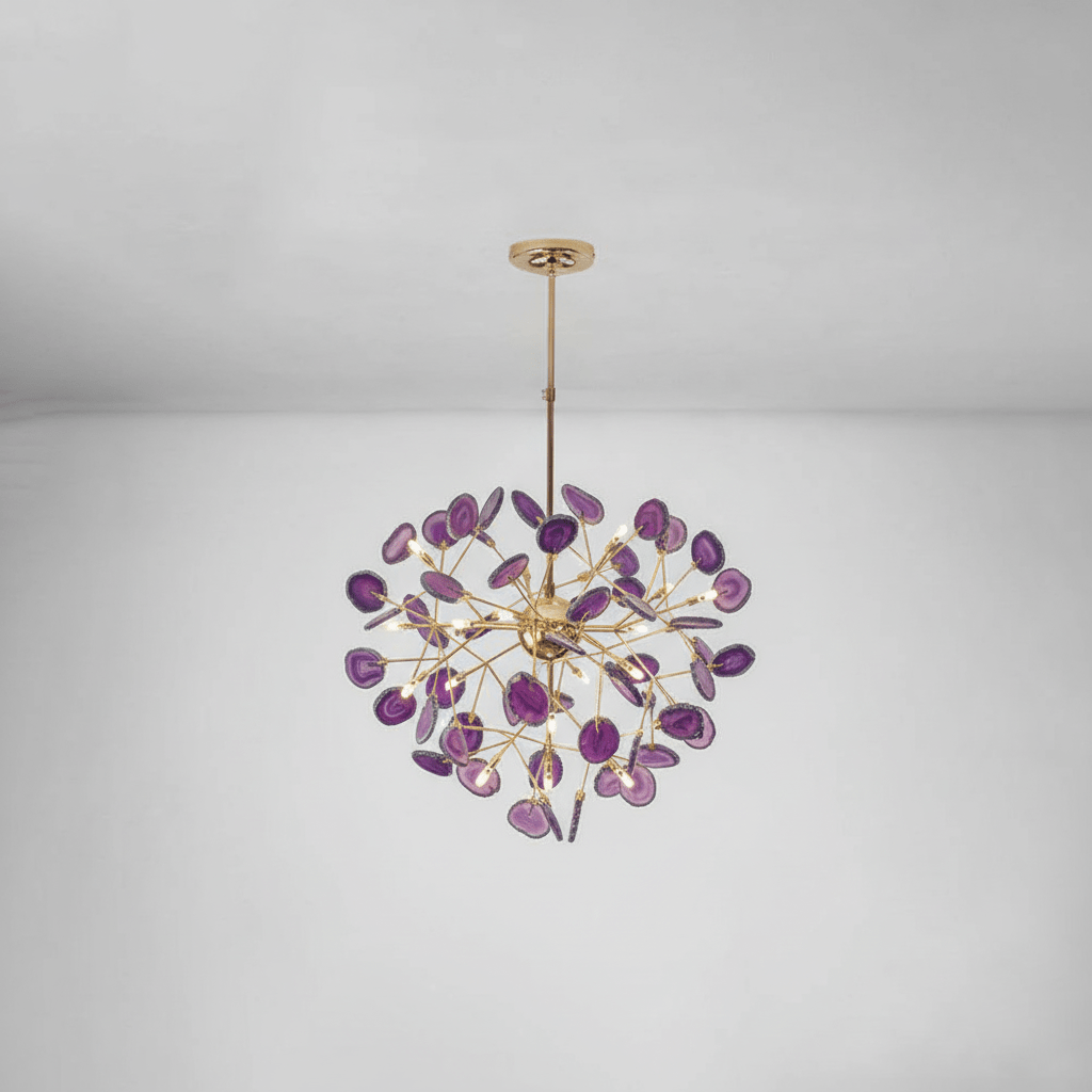 Agate Chandelier Light Fixture-Lighting > Chandeliers & Pendant Lights-casanuva-20 heads 75cmx55cm-Purple-casanuva