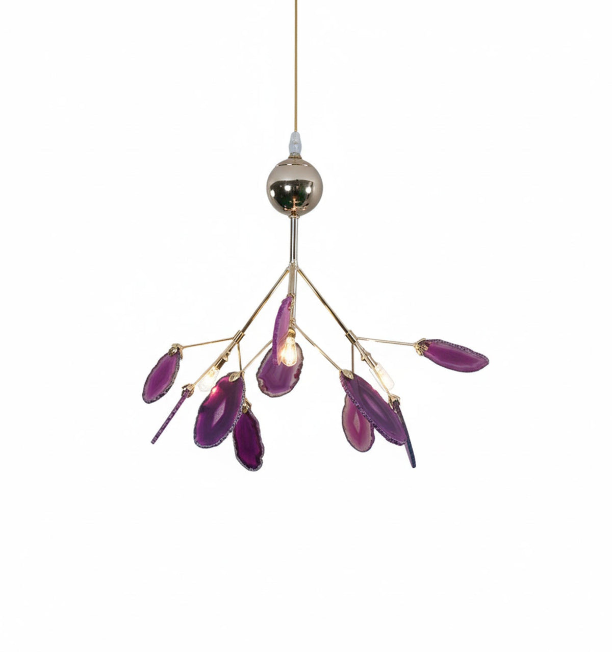 Agate Chandelier Light Fixture-Lighting > Chandeliers & Pendant Lights-casanuva-4 heads 30cmx30cm-Purple-casanuva