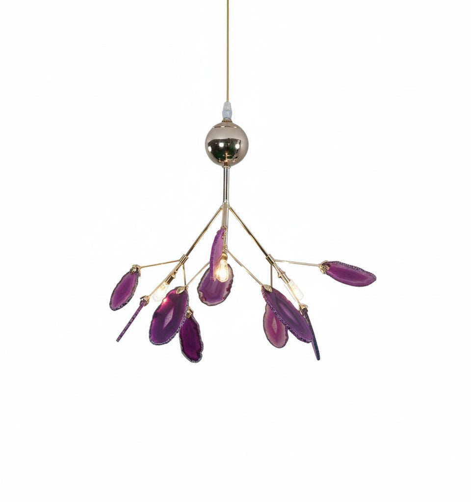 Agate Chandelier Light Fixture-Lighting > Chandeliers & Pendant Lights-casanuva-4 heads 30cmx30cm-Purple-casanuva