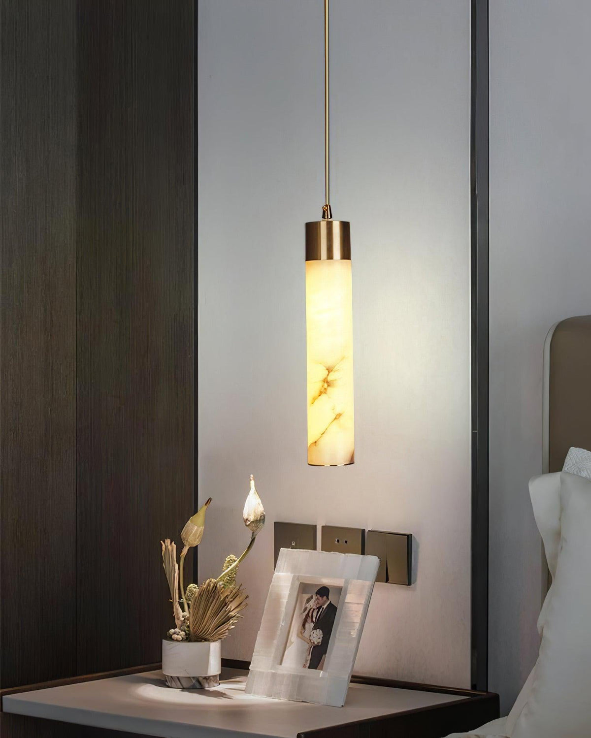 Alabaster Brass Pendant Lamp-Lighting > Pendant Lights-casanuva-casanuva
