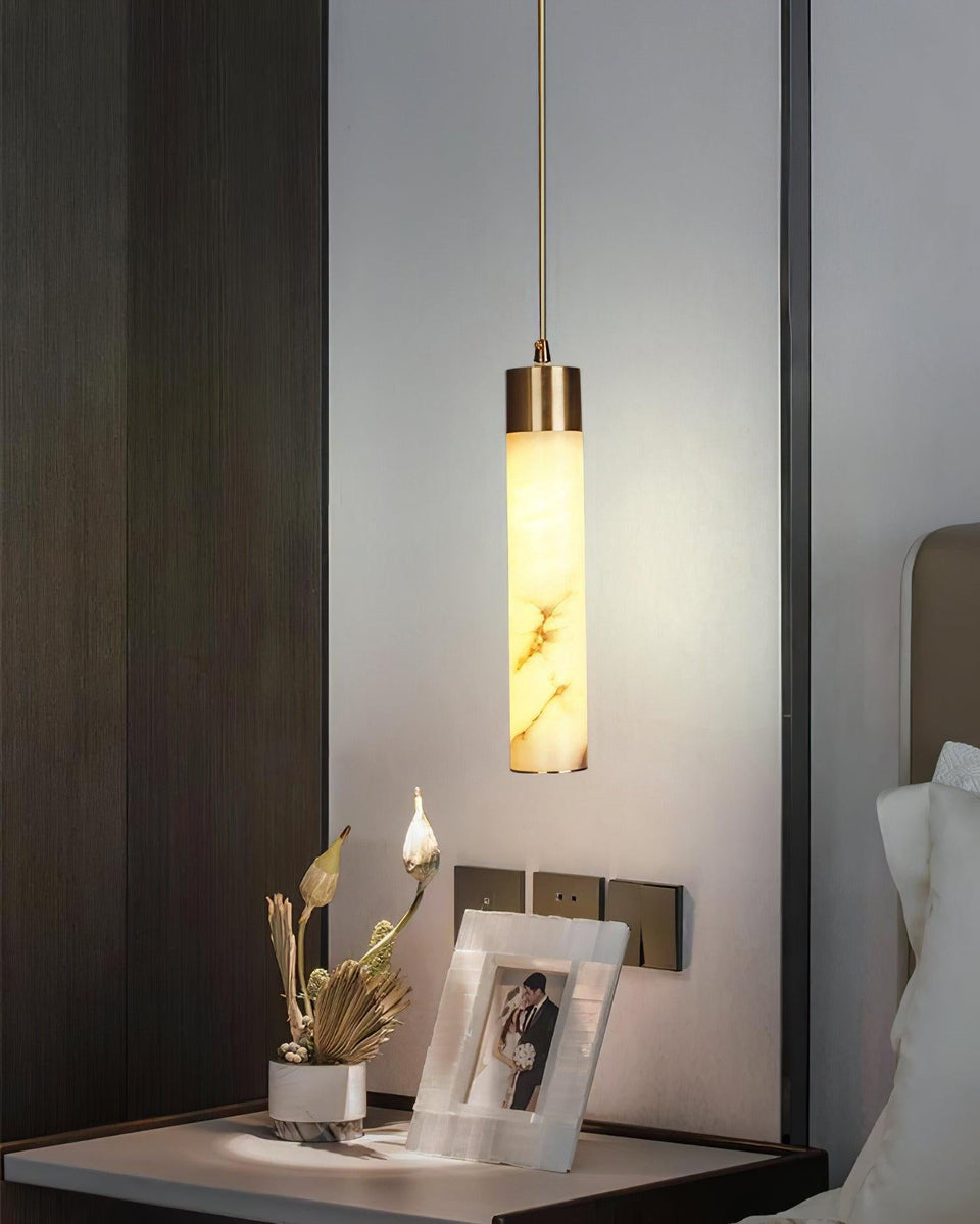 Alabaster Brass Pendant Lamp-Lighting > Pendant Lights-casanuva-casanuva