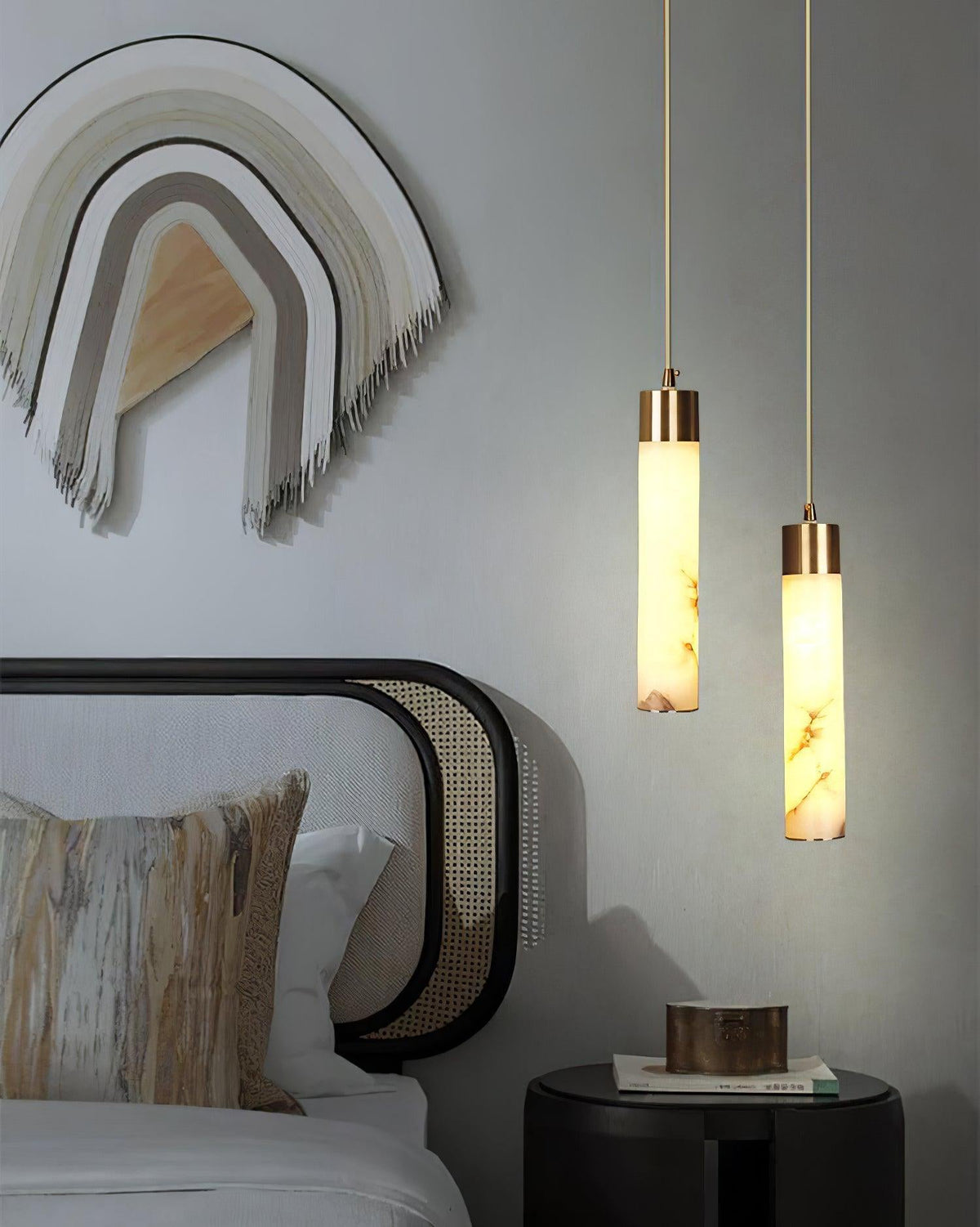 Alabaster Brass Pendant Lamp-Lighting > Pendant Lights-casanuva-casanuva