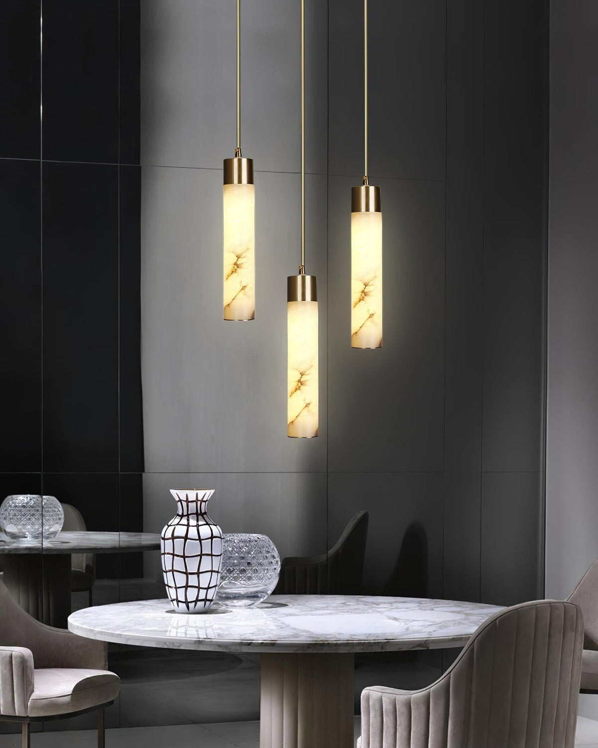 Alabaster Brass Pendant Lamp-Lighting > Pendant Lights-casanuva-casanuva